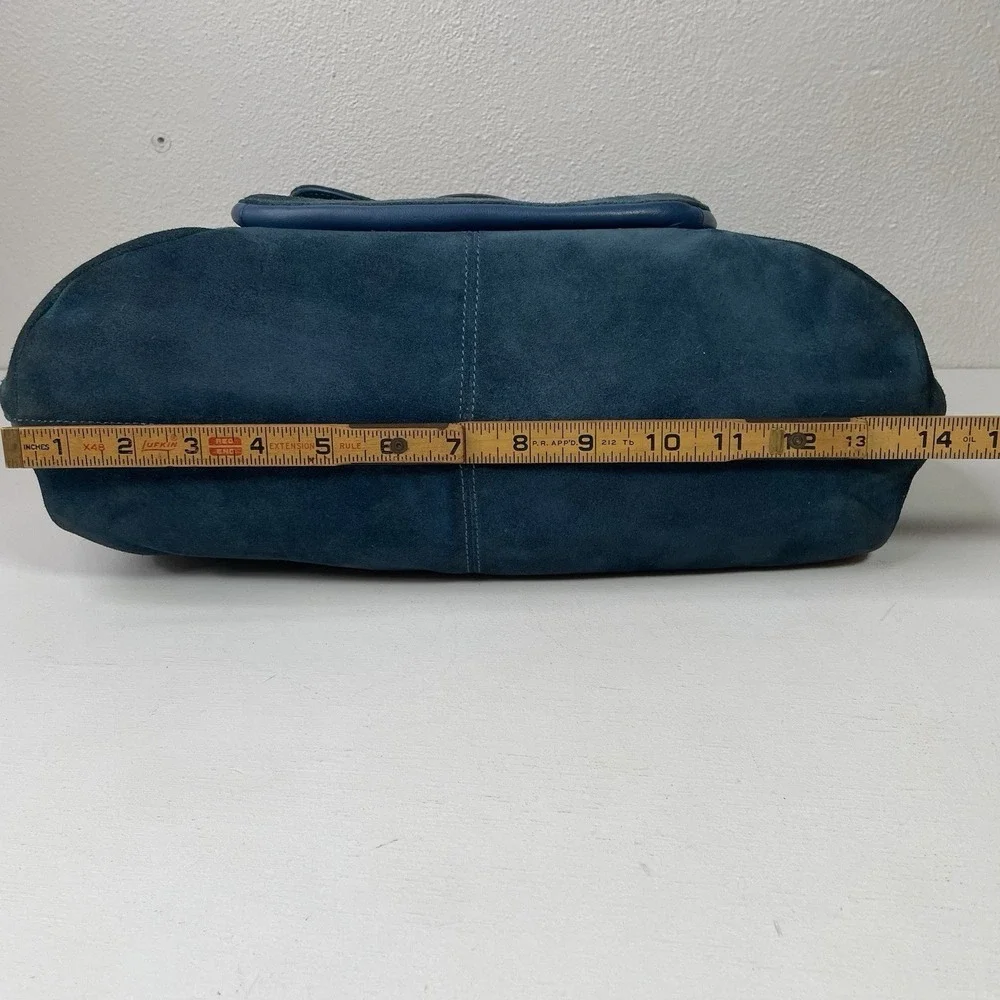 Coach Campbell Belle Teal Suede Leather Purse Carryall Shoulder Bag F1381 F24688